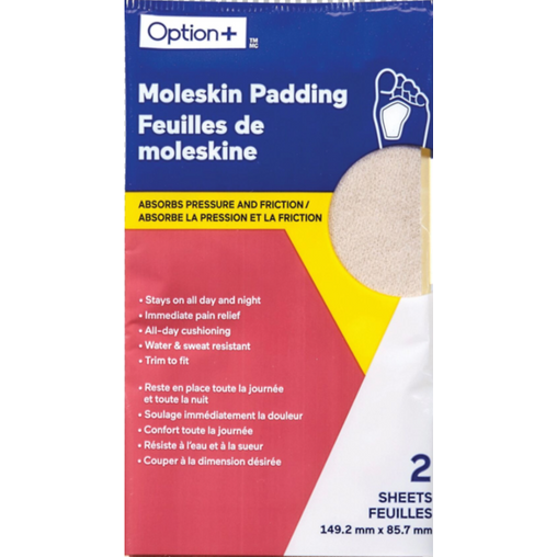 Option+ Moleskin Padding Foot Care Sheets - 2 Count