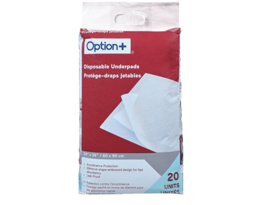 Option+ Disposable Underpads - 20 Count