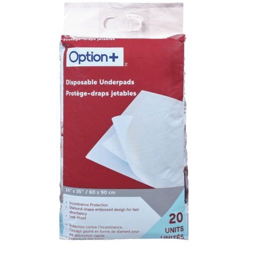 Option+ Disposable Underpads - 20 Count