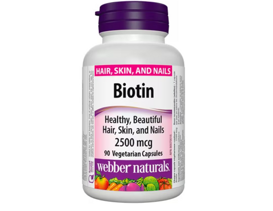 Webber Naturals Biotin 2,500 mcg - 90 Vegetarian Capsules