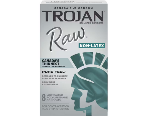 Trojan Raw Non-Latex Lubricated Pure Feel Condoms - 8 Pack