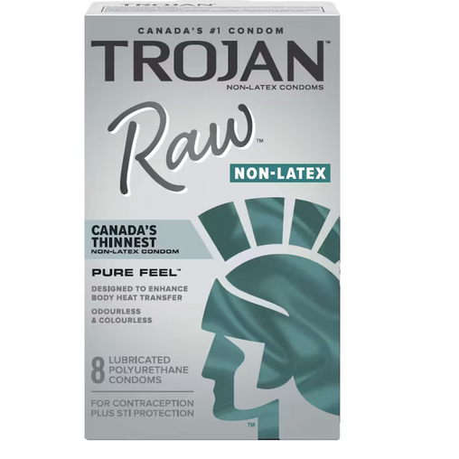 Trojan Raw Non-Latex Lubricated Pure Feel Condoms - 8 Pack