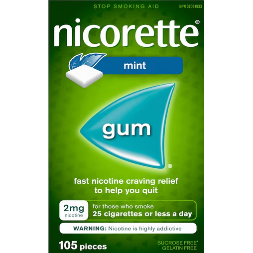 Nicorette 2 mg Nicotine Gum, Fresh Mint - 105 Pieces