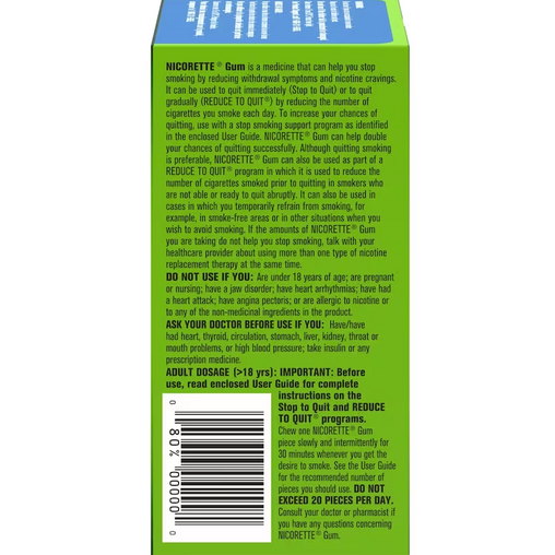 Nicorette 2 mg Nicotine Gum, Fresh Mint - 105 Pieces