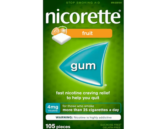 Nicorette 4 mg Nicotine Gum, Fresh Fruit - 105 Pieces