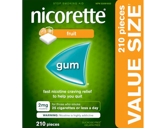 Nicorette Nicotine Gum, 2 mg, Fresh Fruit - 210 pieces