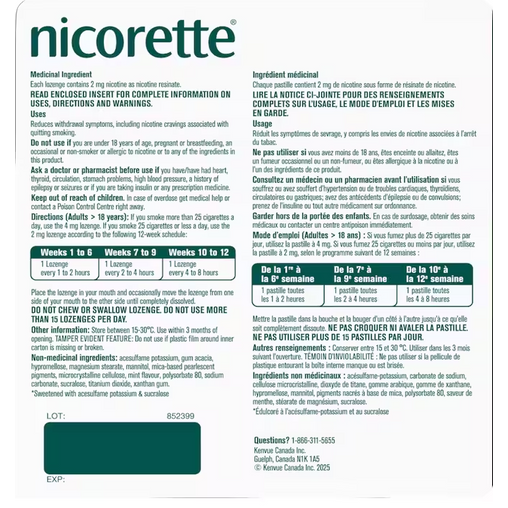 Nicorette Nicotine Lozenges 2 mg Mint - 160 pieces