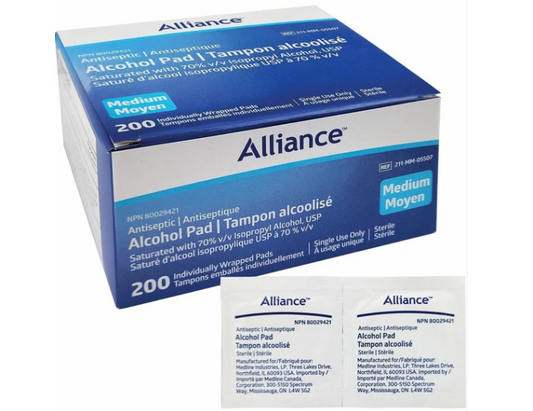 Alliance Alcohol Prep Pads, Medium - 200 Pads