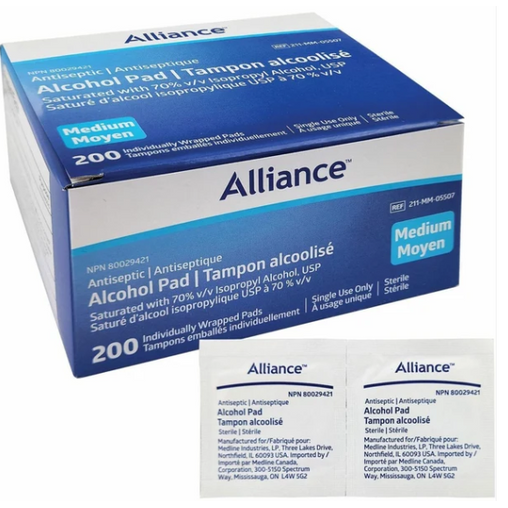 Alliance Alcohol Prep Pads, Medium - 200 Pads