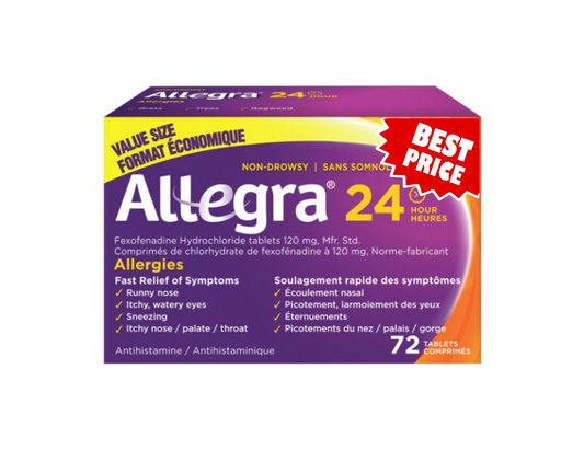 Allegra 24 Hour 120mg Tablets - 72 Count