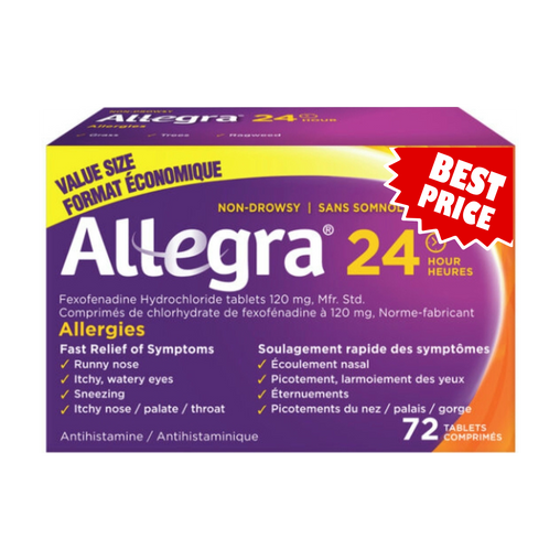 Allegra 24 Hour 120mg Tablets - 72 Count