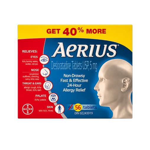 Aerius Allergy Relief Non-Drowsy, 56 Tablets