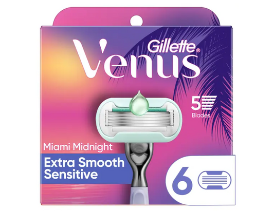 Gillette Venus ComfortGlide Razor Blade Refills Miami Midnight, 6 ct