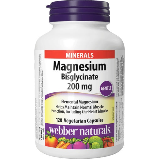 Webber Naturals Magnesium Bisglycinate 200 mg – 120 Vegetarian Capsules