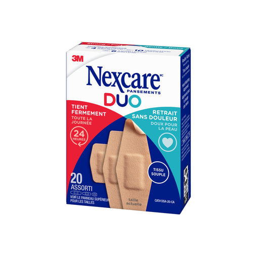 Nexcare Duo Flexible Fabric Bandages, Assorted Sizes - 20 Count product packaging