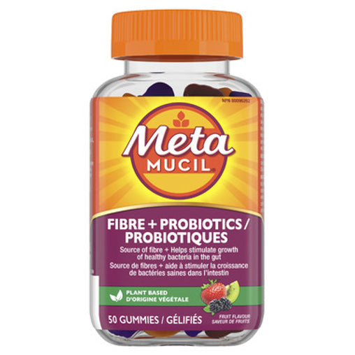 Metamucil Fibre + Probiotics Gummies, Mixed Fruit Flavour, 50 Count