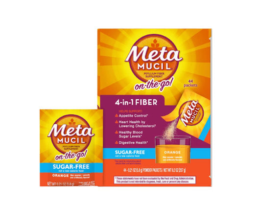 Metamucil On The Go 4-in-1 Orange Sugar Free Smooth Texture Powder Packets, 44 x 5.8 g