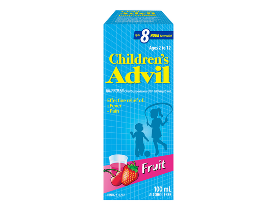 Advil Children's Fever and Pain Relief Ibuprofen Oral Suspension, Fruit, 100 mL