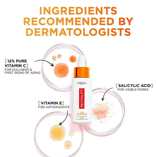 L'Oréal Paris 12% Pure Vitamin C Brightening Face Serum, 30 mL
