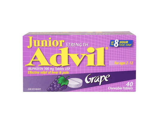 Advil Junior Grape Chewable Tablets, 40 Tablets
