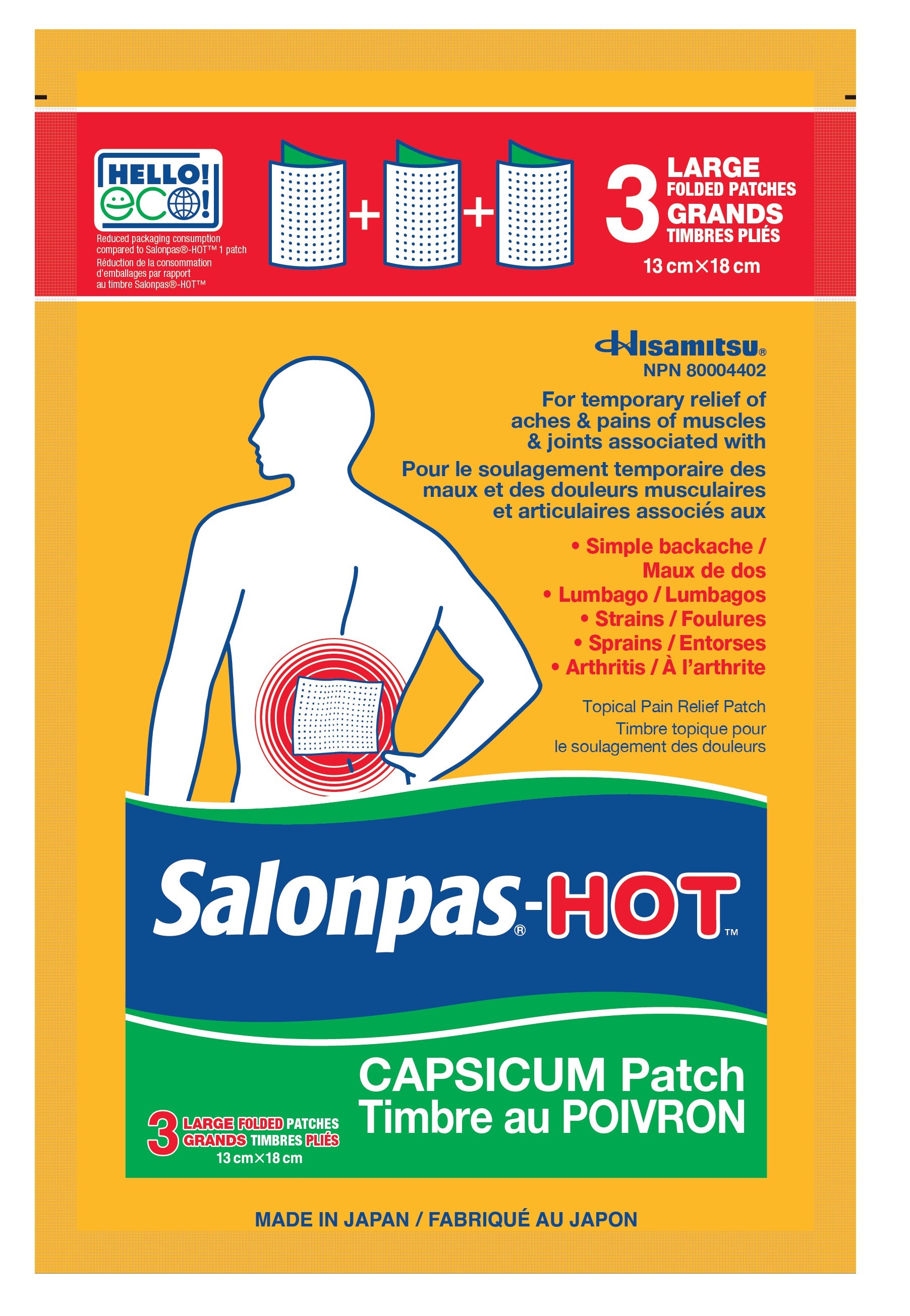 Salonpas Hot Capsicum Patch - Large Folded Patches, 3 Count – Symington ...