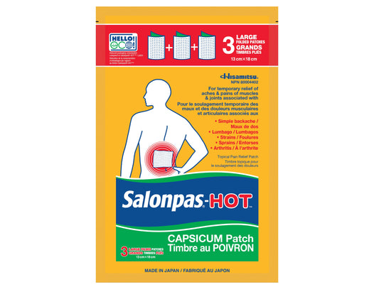 Salonpas Hot Capsicum Patch - Large Folded Patches, 3 Count