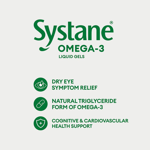 Systane Omega-3 Supplement for Dry Eyes - 60 Liquid Gels benefits and usage information