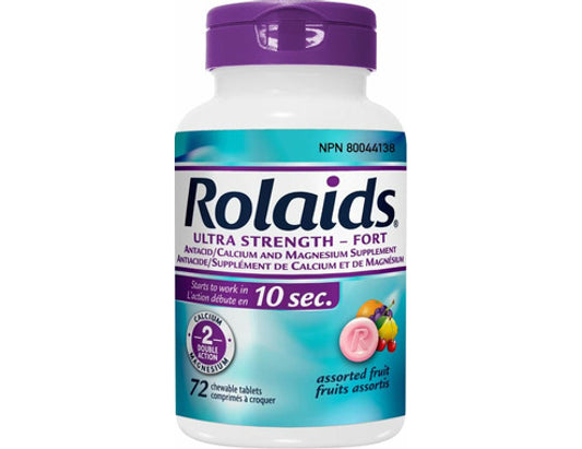 Rolaids Ultra Strength Chewable Tablets, Assorted Fruits – 72 Count