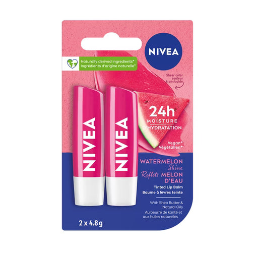 Nivea Watermelon Shine Lip Balm Duo – 2 × 4.8 g