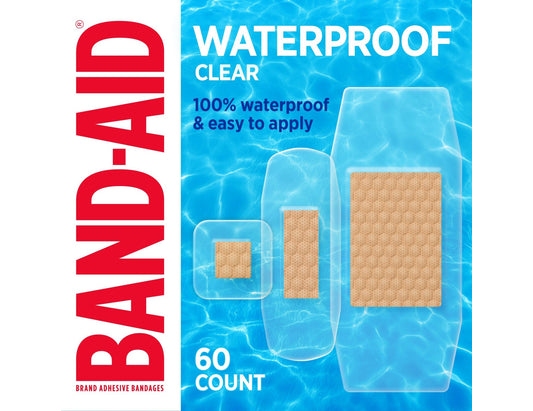 Band-Aid Waterproof Bandages, Assorted Sizes - 60 Count