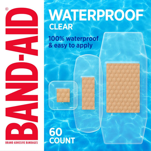 Band-Aid Waterproof Bandages, Assorted Sizes - 60 Count