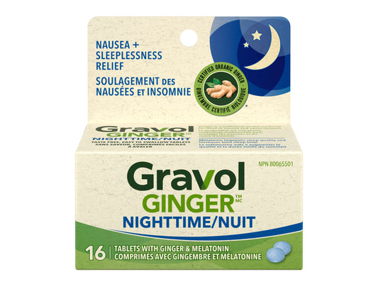 Gravol Ginger Nighttime Tablets, 16 Count