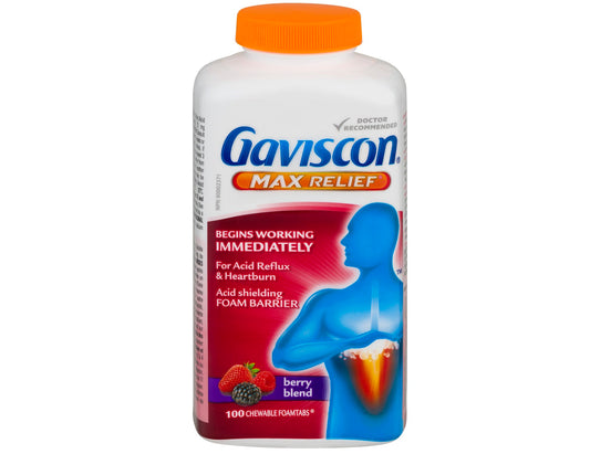 Gaviscon Max Relief, Berry Blend Chewable Foamtabs – 18 Count