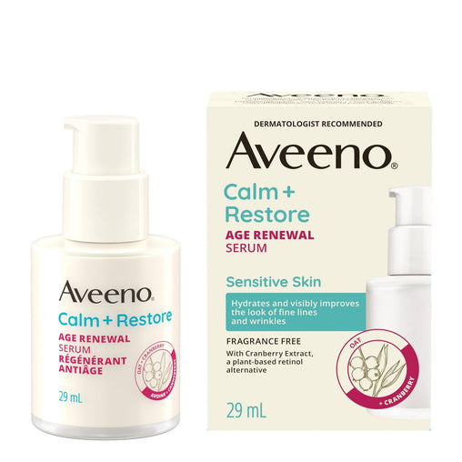 Aveeno Calm + Restore Age Renewal Serum - 29 mL product packaging