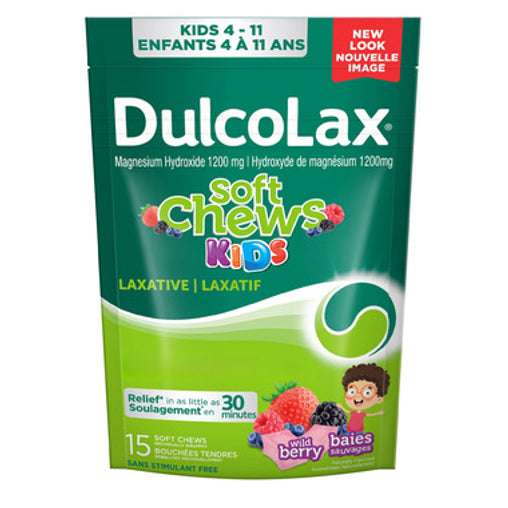 Dulcolax Kids Laxative Soft Chews Wild Berry 1200 mg, 15 Chews