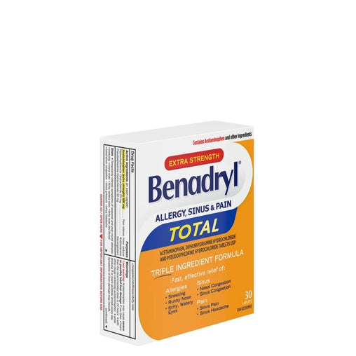 Benadryl Allergy Sinus & Pain Total Relief, 25 mg, 30 Caplets