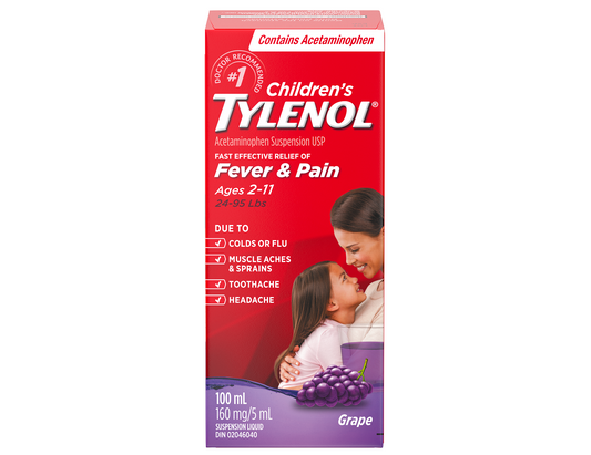 Tylenol Children's Suspension Paraben Free Grape 100 mL