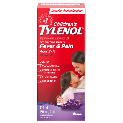 Tylenol Children's Suspension Paraben Free Grape 100 mL
