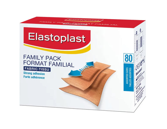 Elastoplast Fabric Family Pack Bandages - 80 Count product packaging