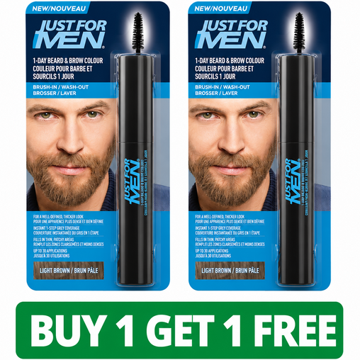 Just For Men 1-Day Beard & Brow Colour Light Brown - 1 Count (2-Pack, Total: 2 Count)