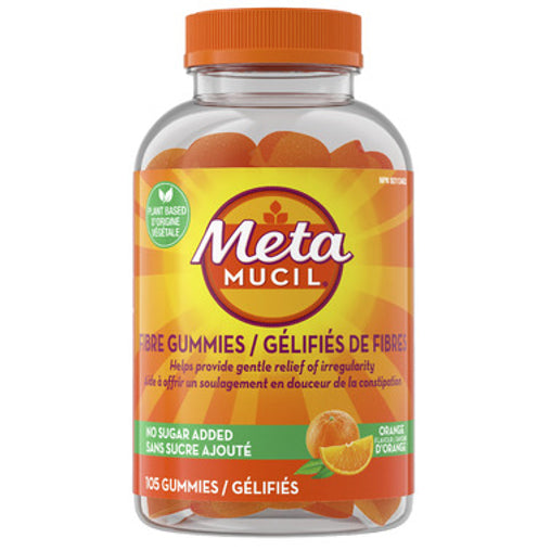 Metamucil Fibre Gummies, No Sugar Added, Orange Flavour, 105 Count