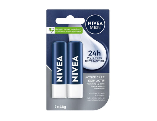 Nivea Men Active Care Lip Balm – 2 × 4.8 g