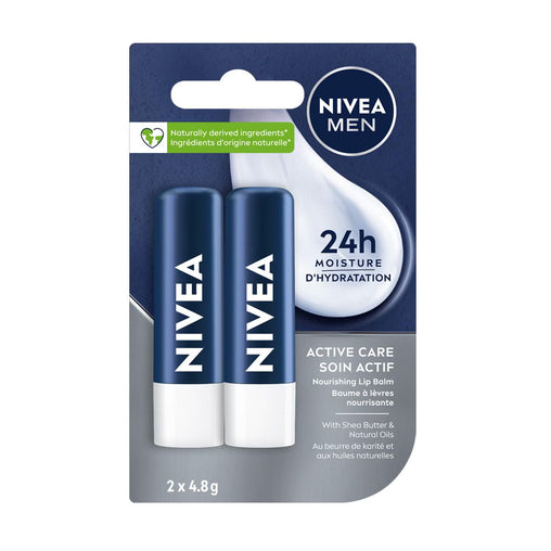 Nivea Men Active Care Lip Balm – 2 × 4.8 g