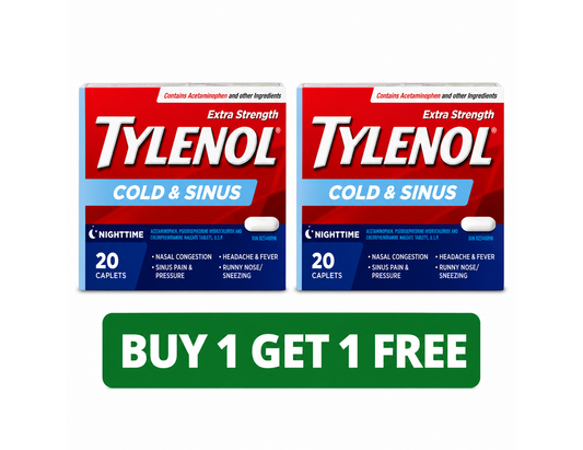 Tylenol Cold & Sinus Nighttime - 20 Caplets (2-Pack, Total: 40 Caplets)