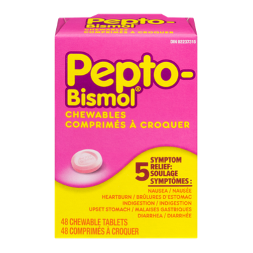Pepto-Bismol 5 Symptom Relief Chewable, 48 Tablets