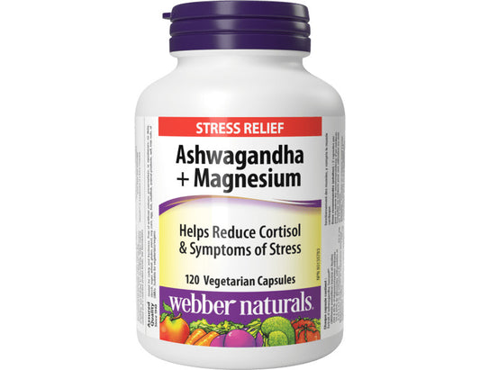 Webber Naturals Ashwagandha + Magnesium - 120 Vegetarian Capsules