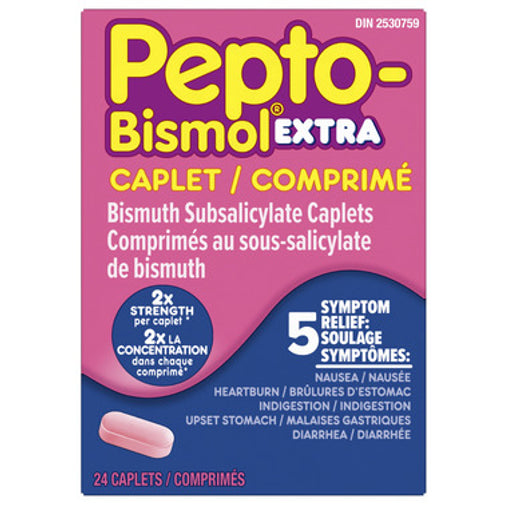 Pepto Bismol Extra Strength 5 Symptom Relief, 24 Caplets