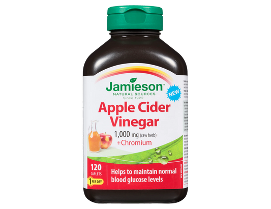 Jamieson Apple Cider Vinegar 1,000 mg + Chromium, 120 Caplets