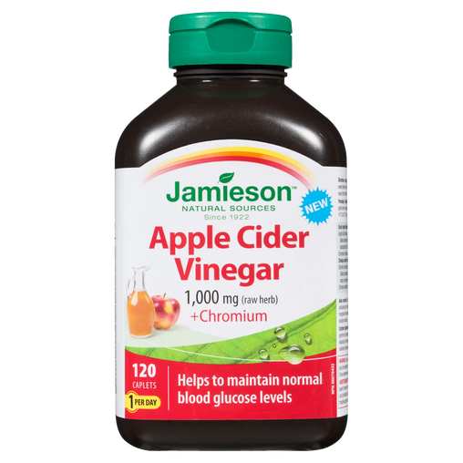Jamieson Apple Cider Vinegar 1,000 mg + Chromium, 120 Caplets