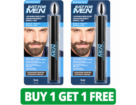 Just For Men 1-Day Beard & Brow Colour Medium Brown - 1 Count (2-Pack, Total: 2 Count)
